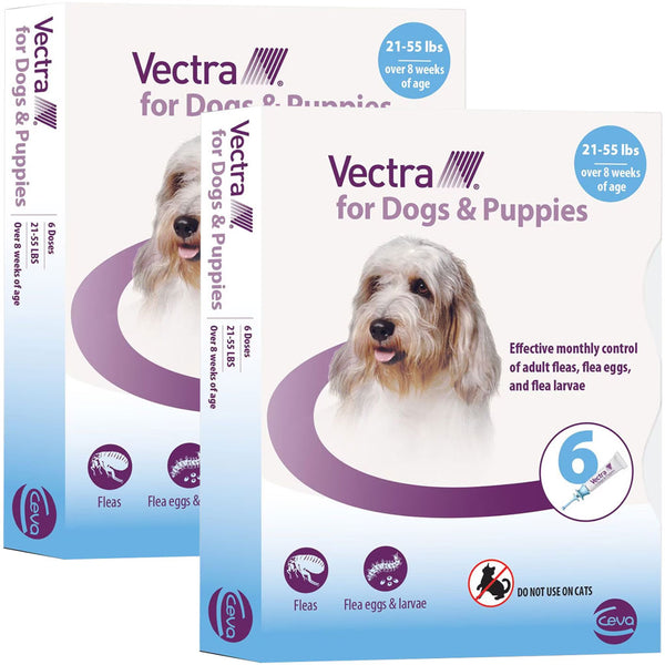 Vectra Flea and Tick Spot Treatment for Medium Dogs & Puppies, 21-55 lbs 12 doses