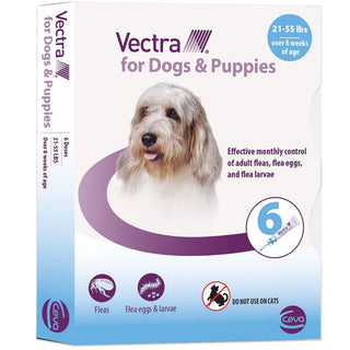 Vectra Flea and Tick Spot Treatment for Medium Dogs & Puppies, 21-55 lbs 6 doses