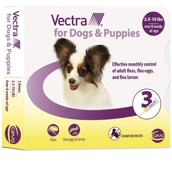 Vectra Flea and Tick Spot Treatment for X-Small Dogs & Puppies, 2.5-10 lbs 3 doses