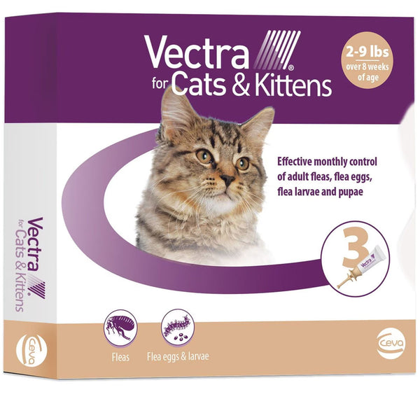 Vectra Flea & Tick Spot Treatment for Cats & Kittens, 2-9 lbs, 3-doses