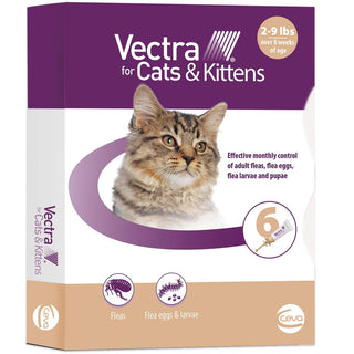 Vectra Flea & Tick Spot Treatment for Cats & Kittens, 2-9 lbs, 6-doses