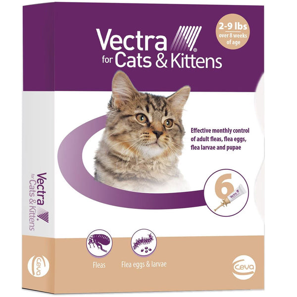 Vectra Flea & Tick Spot Treatment for Cats & Kittens, 2-9 lbs, 6-doses