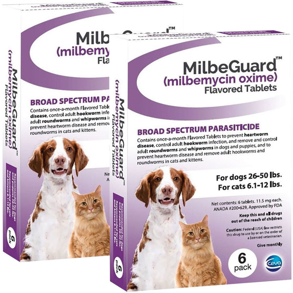 Milbeguard for Dog 26-50lb and Cats 6.1-12lb 12 tablets
