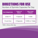 Dasuquin joint support powder sprinkled on wet cat food, showing easy application for daily feeding.