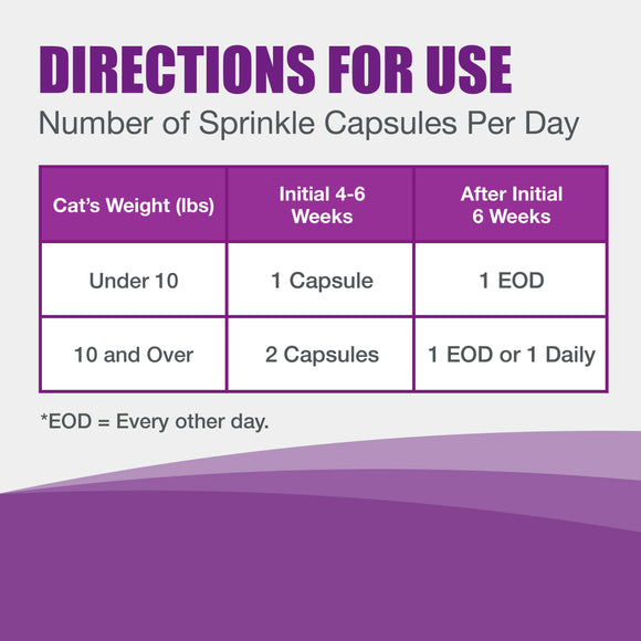 Dasuquin joint support powder sprinkled on wet cat food, showing easy application for daily feeding.