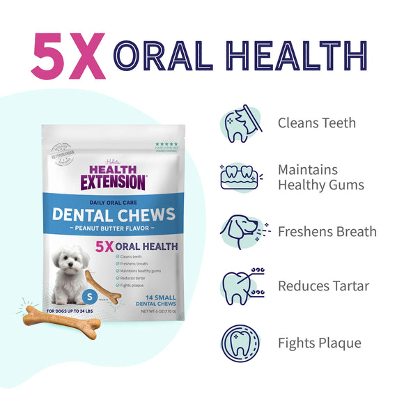 Health Extension Peanut Butter Flavor Dental Chews For Dogs