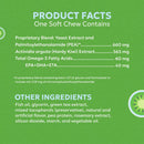 Product facts label for a supplement with green background and white text.