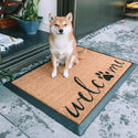 4 Cats & Dogs Welcome Home Rectangular Entrance Mat with dog by the door