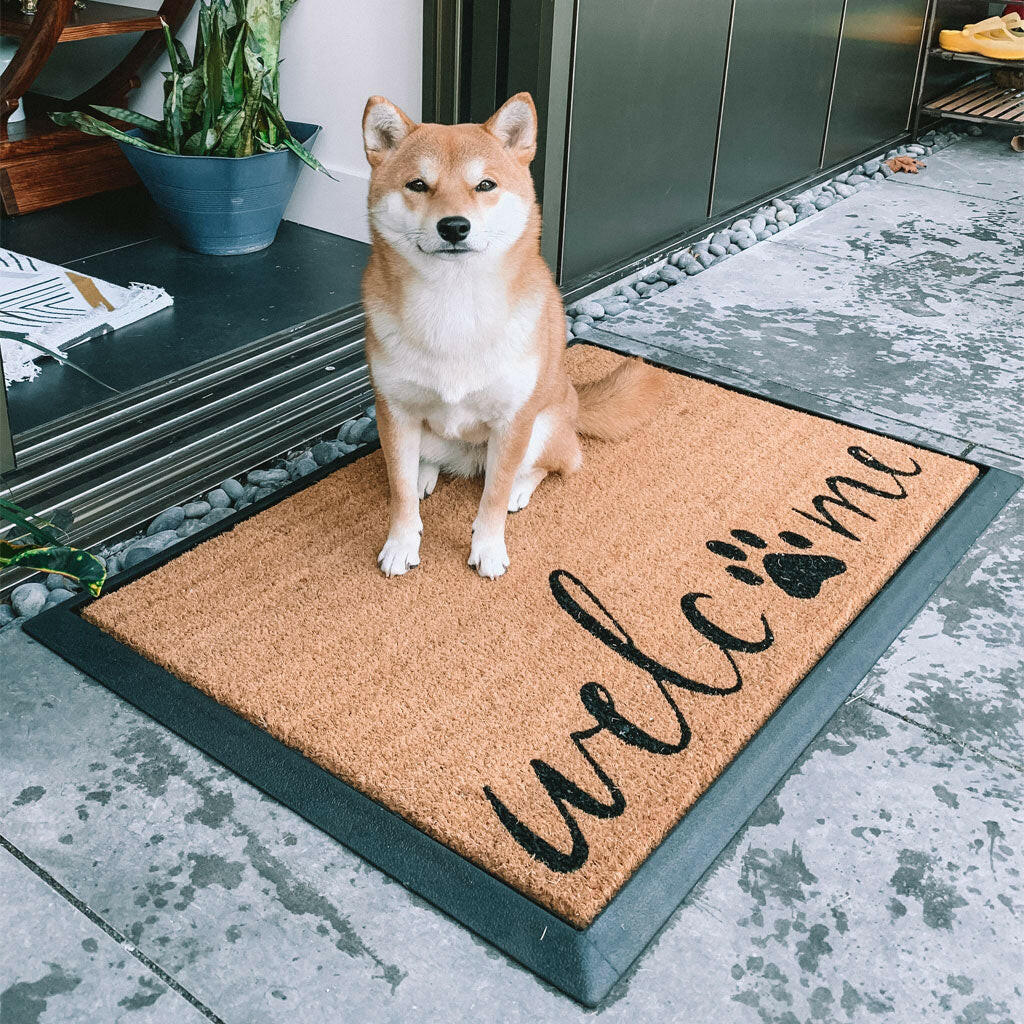 4 Cats & Dogs Welcome + Paw Rectangular Entrance Mat