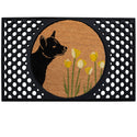 4 Cats & Dogs Spring Dog Sniff the Tulips Round Entrance Mat