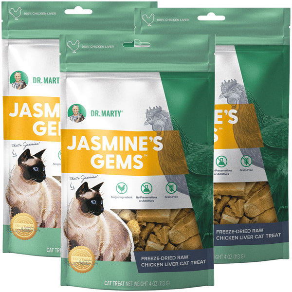 Dr. Marty Jasmine Gems Freeze-Dried Raw Chicken Liver Cat Treats 3-pack