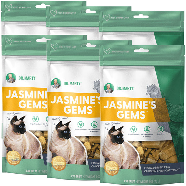 Dr. Marty Jasmine Gems Freeze-Dried Raw Chicken Liver Cat Treats 6-pack