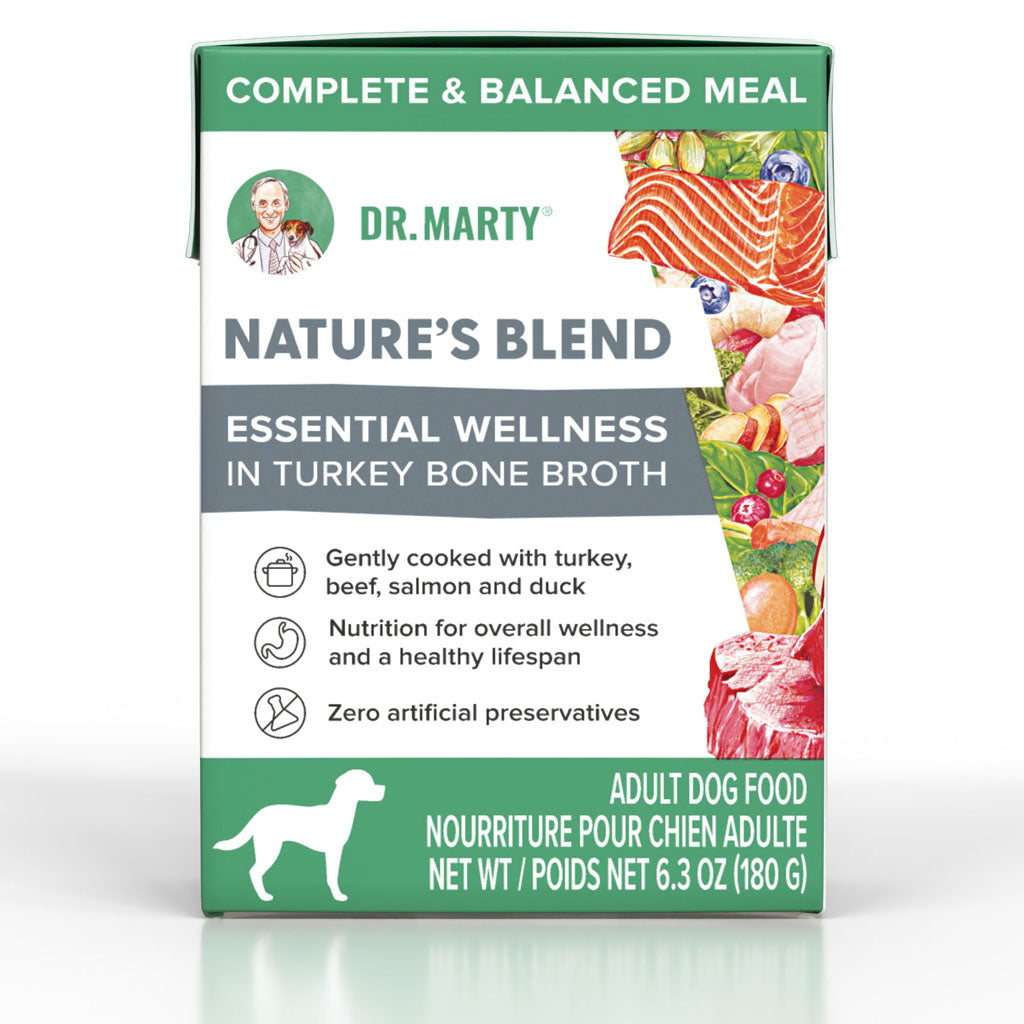 Dr. Marty Nature’s Blend Essential Wellness in Turkey Bone Broth Wet Dog Food, 6.3-oz, case of 12