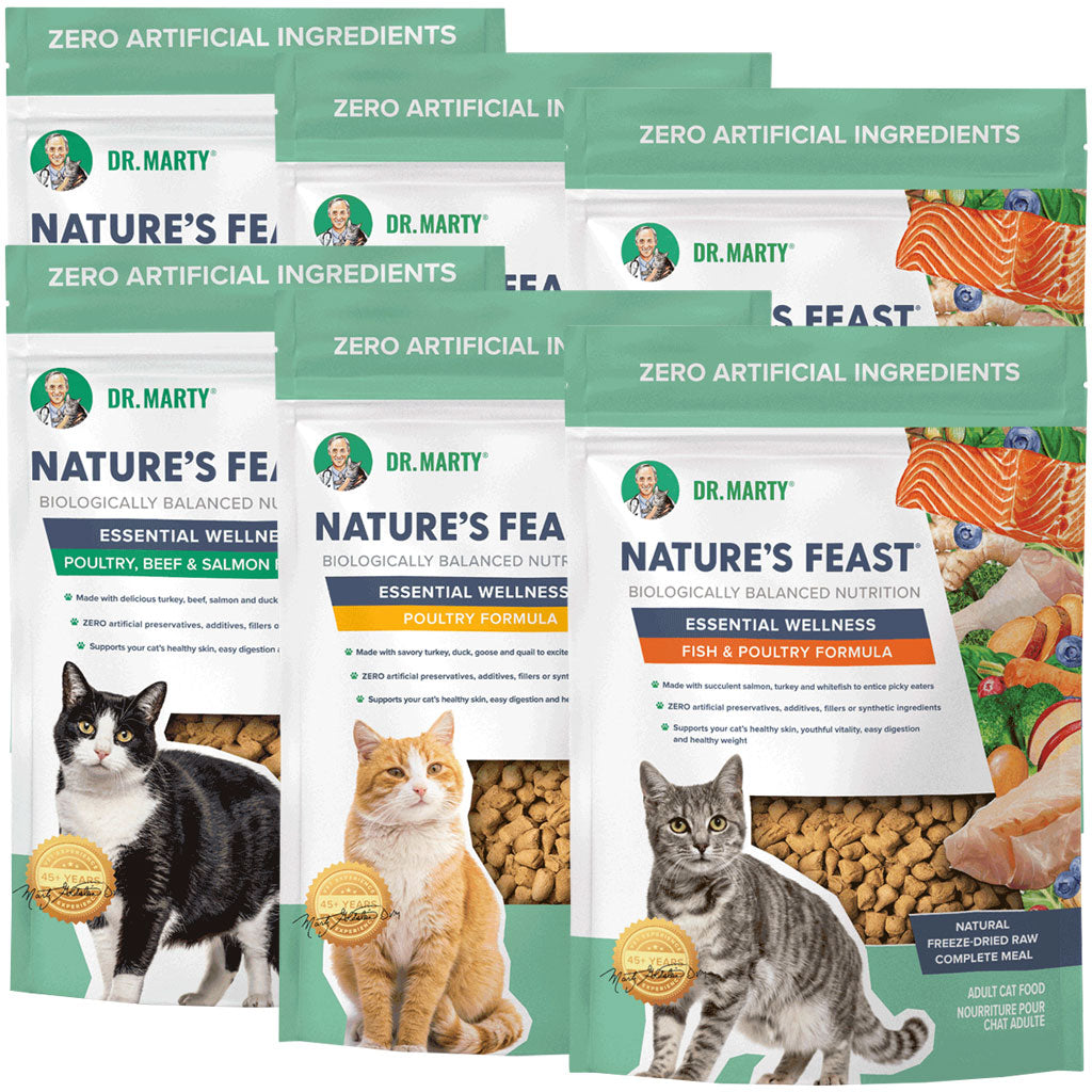 Dr. Marty Nature's Feast Essential Wellness Cat Food Variety Flavor (Poultry, Fish & Poultry & Poultry, Beef & Salmon), 5.5-oz, 6-pack