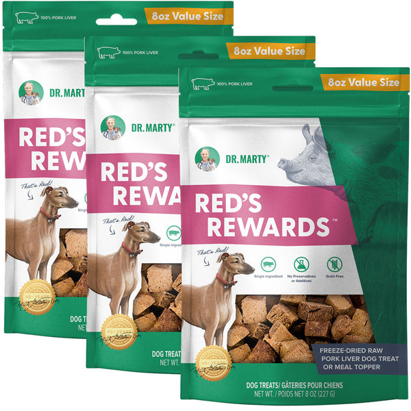 Dr. Marty, Red’s Rewards Freeze Dried Pork Liver Treats, 8-oz, 3-pack