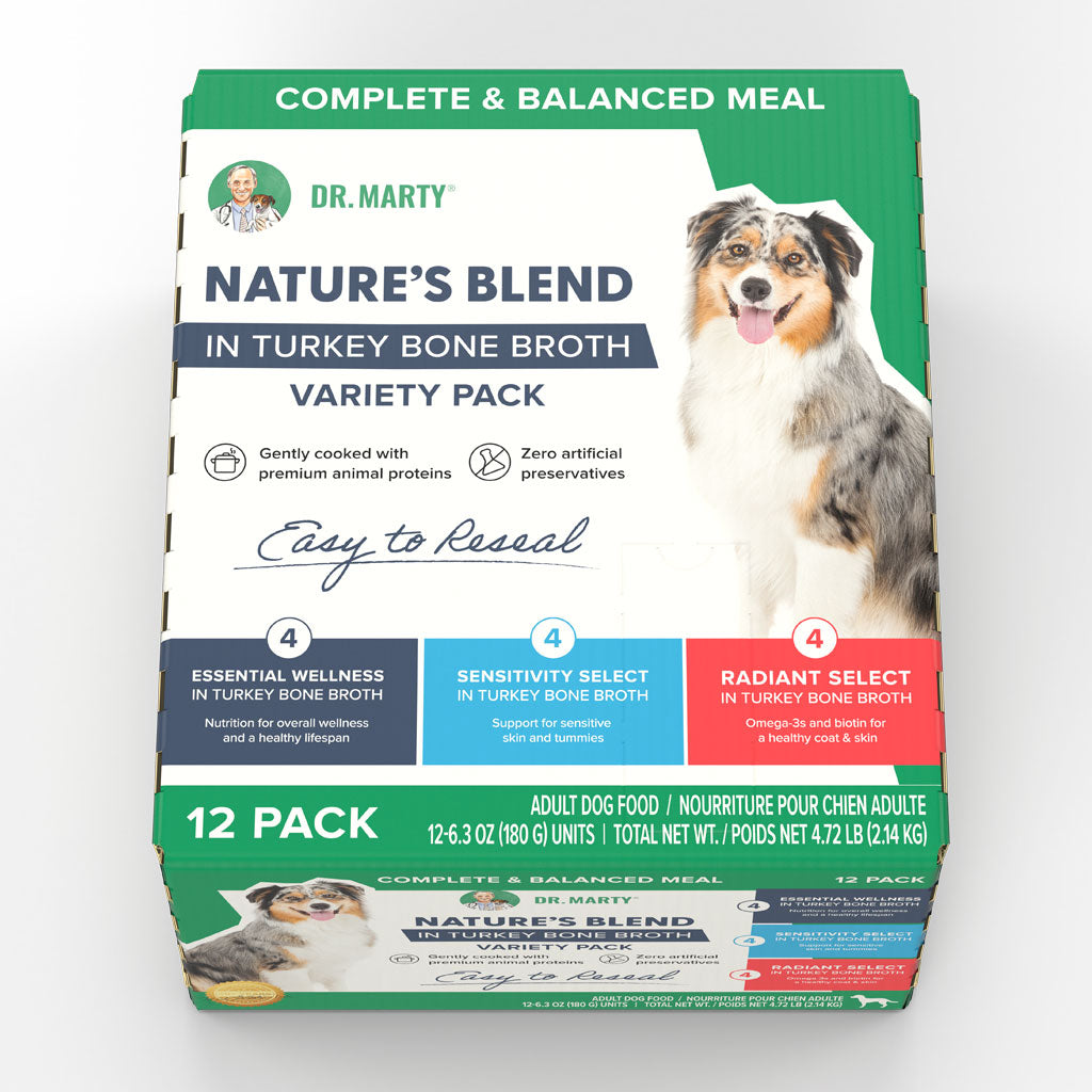 Dr. Marty Nature's Blend Variety Pack in Turkey Bone Broth Wet Dog Food