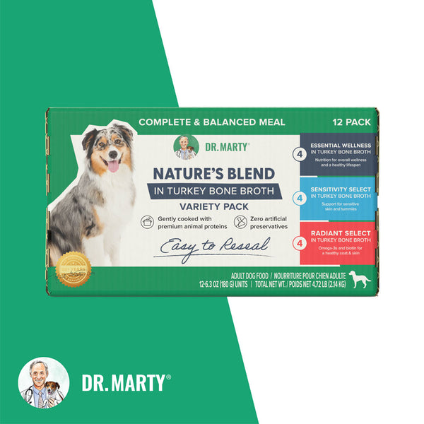 Dr. Marty Nature's Blend Variety Pack in Turkey Bone Broth Wet Dog Food