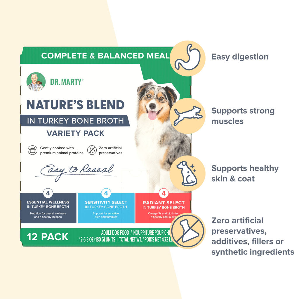 Dr. Marty Nature's Blend Variety Pack in Turkey Bone Broth Wet Dog Food