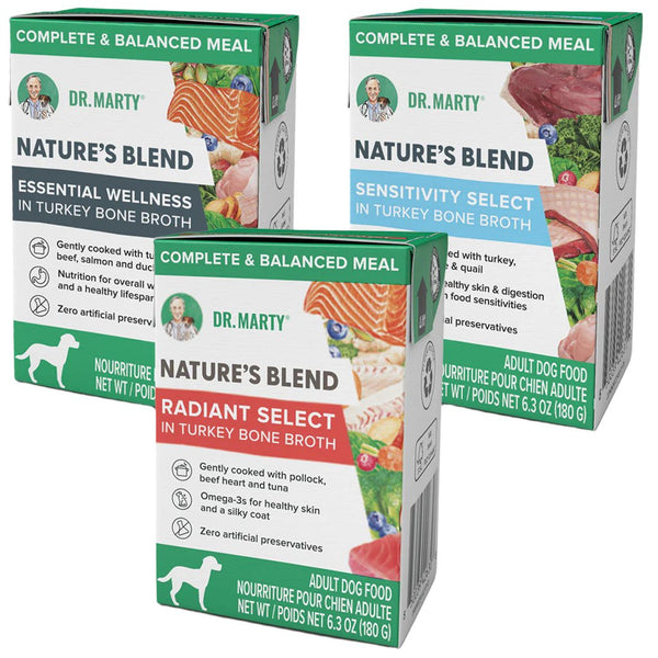 Dr. Marty Nature's Blend Variety Pack in Turkey Bone Broth Wet Dog Food, 6.3-oz, case of 12