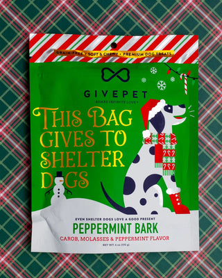 GivePet Peppermint Bark Carob, Molasses & Peppermint Flavor Dog Treats, 6-oz