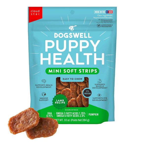 Dogswell Puppy Health Lamb Recipe Mini Soft Strips Treats