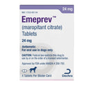 Emeprev (maropitant citrate) tablets packaging with purple and white design.