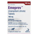 Emeprev (maropitant citrate) 160 mg tablets packaging with Dechra logo.