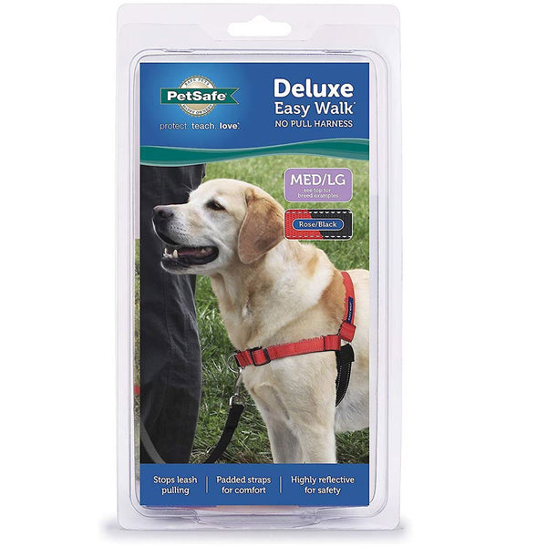 PetSafe Deluxe Easy Walk No Pull Dog Harness, Rose/Black Medium/Large