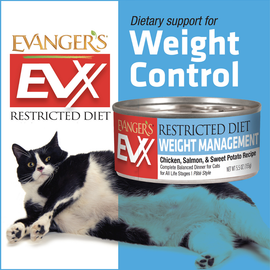 Evanger's EVX Restricted Diet Weight Managment Chicken, Salmon & Sweet Potato Recipe Wet Cat Food (5.5 oz x 24 cans) - 0
