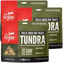 Orijen Tundra freeze-dried dog treats packaging on a white background
