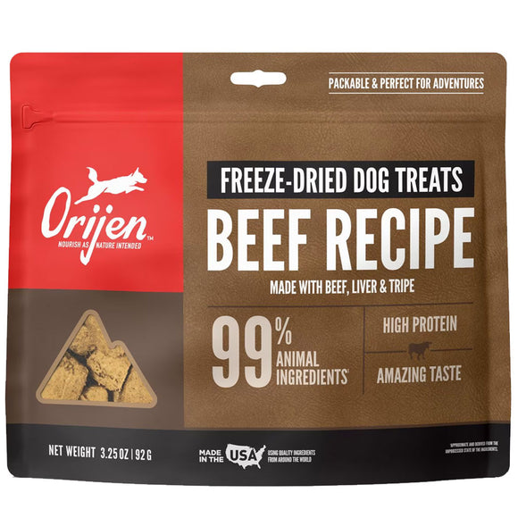 ORIJEN Ranch-Raised Beef Grain-Free High-Protein Freeze Dried Dog Treats, 3.25-oz bag