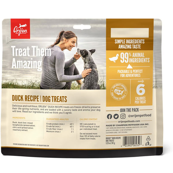ORIJEN Free Run Duck Grain-Free High-Protein Freeze Dried Dog Treats, 3.25-oz bag