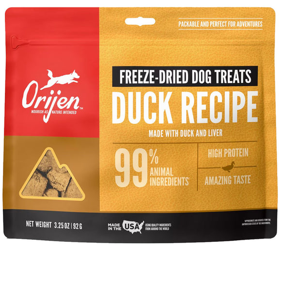 ORIJEN Free Run Duck Grain-Free High-Protein Freeze Dried Dog Treats, 3.25-oz bag