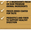 Product label highlighting ingredients on a brown background