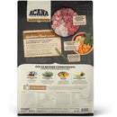 Acana dog food package with ingredients and branding details on a white background