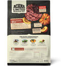 Acana Limited Ingredient Diet dog food package with beef and pumpkin ingredients on a white background