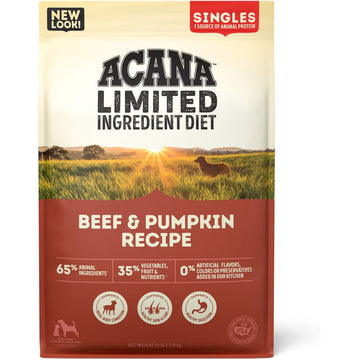 Acana Limited Ingredient Diet dog food package with a scenic background