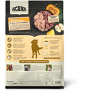 Acana pet food package with ingredients and health benefits on a white background