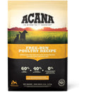 Acana Free-Run Poultry Recipe dog food packaging with a scenic design on a white background
