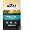 Acana Freshwater Fish Blend dog food package with scenic design on a white background