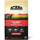 Acana Red Meat Recipe dog food package with a sunset design on the label.