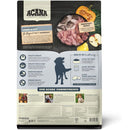 Acana pet food packaging with ingredients and health benefits on a white background