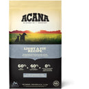 Acana Light & Fit Recipe dog food package with a scenic design on the label.