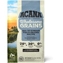 Acana Wholesome Grains dog food package with scenic background