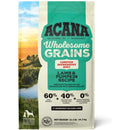 Acana Wholesome Grains dog food package with a scenic background
