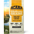 Acana Wholesome Grains dog food package with a scenic background