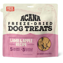 Acana freeze-dried dog treats packaging with lamb and apple recipe on a white background