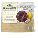 Acana freeze-dried dog treats packaging with duck and pear recipe on a white background