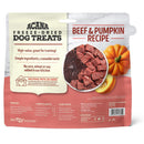 Acana freeze-dried dog treats packaging with beef and pumpkin ingredients on a white background