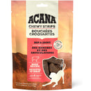 Acana Chewy Strips for dogs with beef recipe on a scenic background